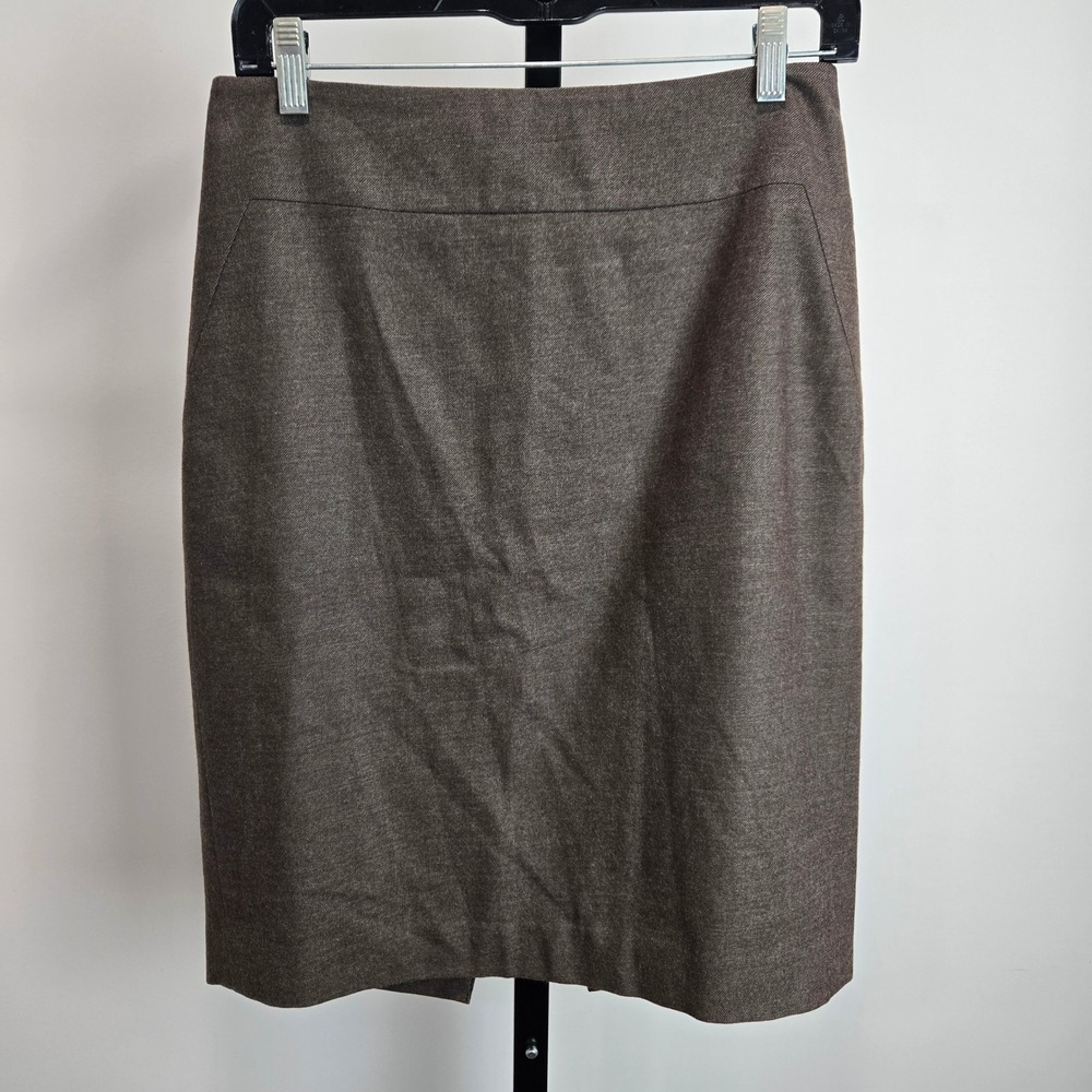 Banana Republic Brown Wool Blend Pencil Skirt Exposed Back Zip 4 Twee Career